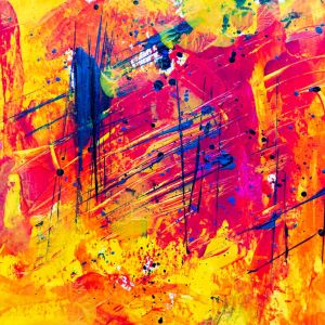 Yellow and Red Abstract Painting