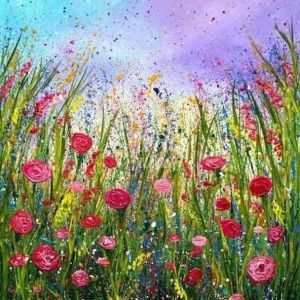 Art night: Spring field in Castelluccio di Norcia