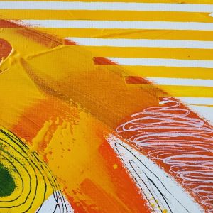 yellow red and white abstract painting